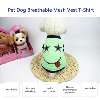 

Pet Dog Breathable Mesh Vest T-Shirt Printed Pet Vest Dog T-Shirt Dog Summer Clothes Party Apparels for Small Puppy Dogs Cats Sun
