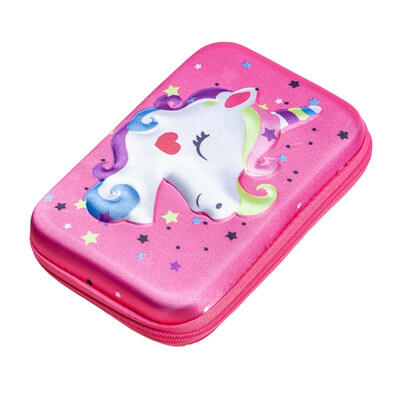 

Unicorn Embossed Pencil Box Cute 3D Rainbow Unicorn Star Pencil Case Large Capacity Hardtop EVA Pencil Case