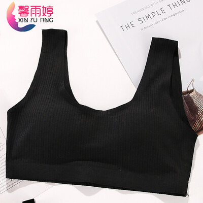

Xin Yu Ting Ms Bra without rims thin section gathered small chest ladies sports underwear thread girl bra sexy bra 597 black code cover cup 70B-85C