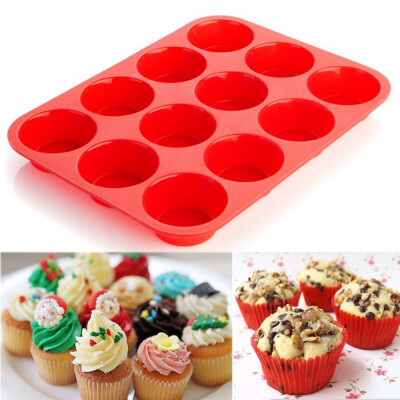 

Siaonvr 12 Cup Silicone Muffin Cupcake Baking Pan Non Stick Dishwasher Microwave Safe