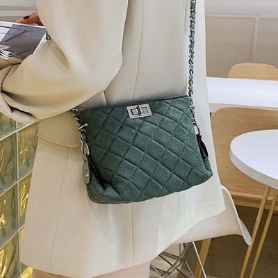 

Female bag 2019 new wild cotton suede chain bag autumn&winter retro Messenger bag ins shoulder net red packet