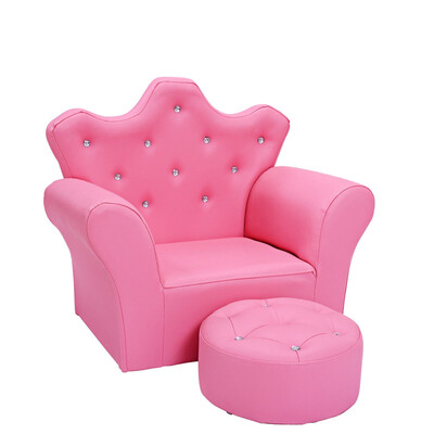 

Pink Kids Sofa Armrest Couch with Ottoman