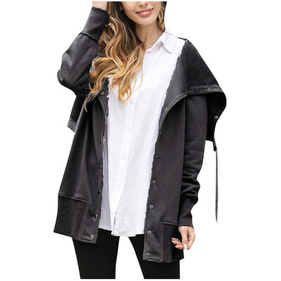 

Toponeto Fashion Women Solid Long Sleeve Hoodie Coat Button Tops Blouse Sweatshirt Coat
