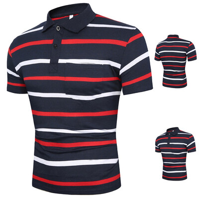 

Toponeto Mens Summer Slim Fit Turn-down Collar Shirt Short Sleeve Pocket Top Blouse