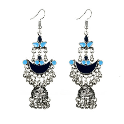 

Vintage Women Long Bell Dangle Hook Earrings Banquet Party Jewelry Statement