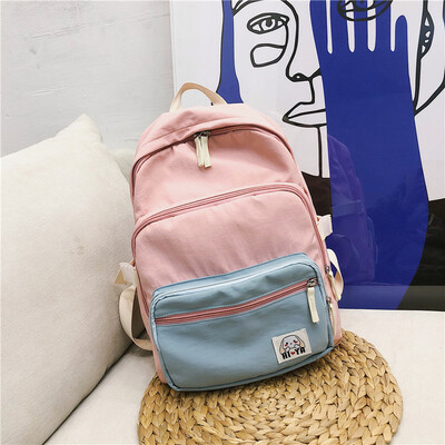 

Schoolbag Girl Korean version of high school students Chaobai campus simple inswind BF ancient feeling young girl Canvas Shoulder