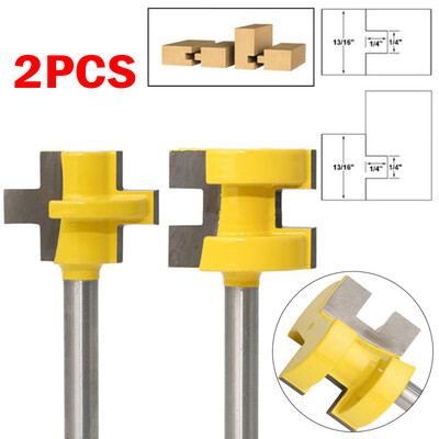 

2pcs Carbide Bit Tongue & Groove Router Bit Set 14 Shank For Wood Milling Kits