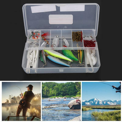 

Greensen 72PcsLot Plastic Sequins Fishing Hard Bait Set Hooks Tackles Kit Box Accessory