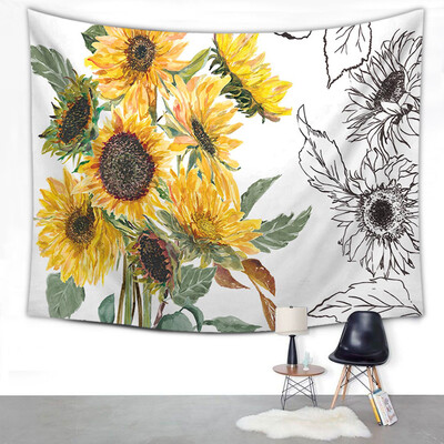 

Gobestart Summer Sunflower Print Home Tapestry Wall Hanging Wall Decoration 150x130cm