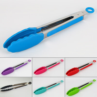 

Stainless Steel Kitchen Restaurant Tongs Food BBQ Cooking Non-Stick Silicone Tip