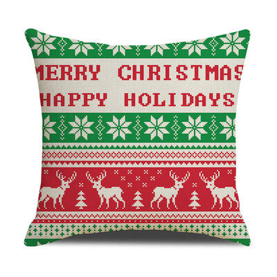 

Tailored Christmas Linen Skin Pillow Case Pillow Cushion Elk Snowflake Print 45×45CM
