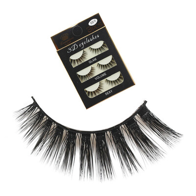 

〖Follure〗3 Pairs Thick Long Cross Party False Eyelashes Black Band Fake Eye Lashes