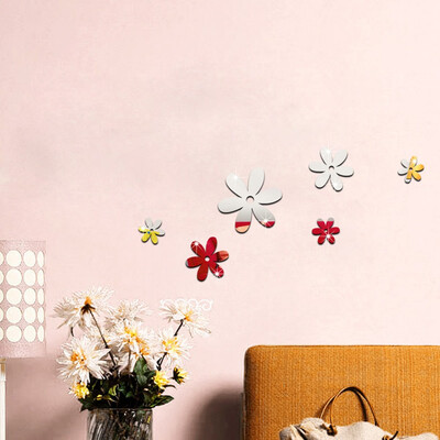 

Gobestart 3D Openwork Flowers Decoration Wall Stickers Fridge Home Mirror Stickers
