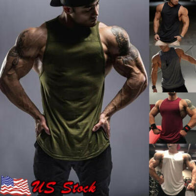 

Men Muscle Sleeveless Tank Top Gym T Shirt Sport Fitness Vest Workout GYM Tee US