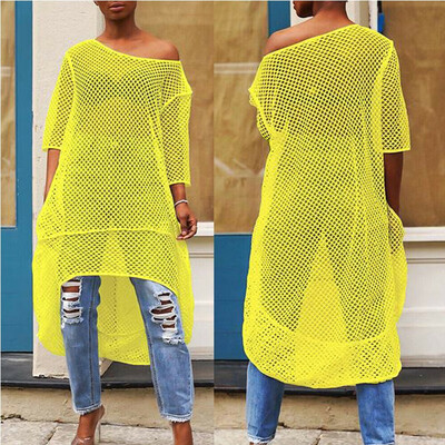 

Fashion Women Ladies Off Shoulder Casual Blouse Half Sleeve Mesh Shirt Top 10-16