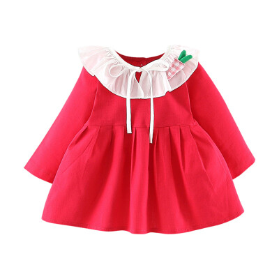 

New Autumn Baby Girl Dress 0-3T Toddler Childrens Clothing New Long-sleeved Dress Korean Style Cotton Girls Princess Dress