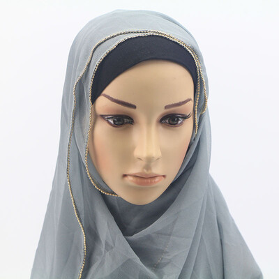 

Hui nationality cover headband pearl chiffon studded beaded headscarf foreign trade hot headscarf wholesale MSL007