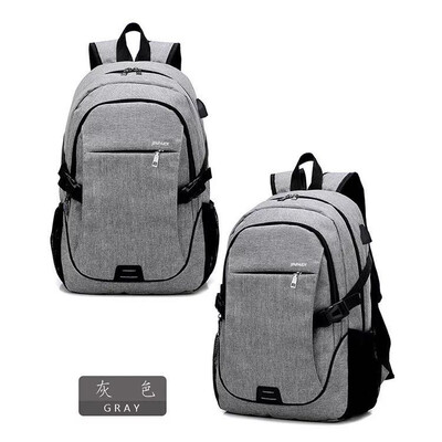 

Durable Solid Color Canvas Backpack with USB Port for Men