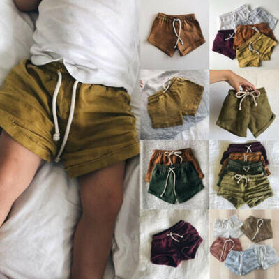 

Baby Toddler Boys Girls Cotton & linen Shorts PP Kids Harem Pants Short Trousers