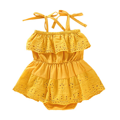 

Summer Infant Baby Girls Bodysuit Sleeveless Rompers Kids Lace Design Strap Bodysuit Jumpsuit Newborn Bodysuit