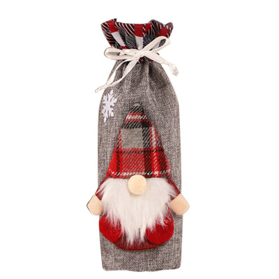 

Drawstring Decorative Wine Bottle Covers Treat Bags Christmas Holiday Dining Table Home Party Decor Supplies