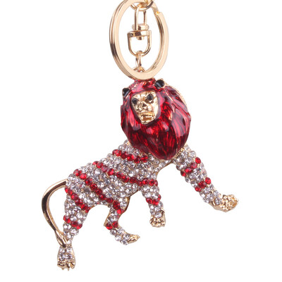 

Alloy ferocious lion blue bag with diamond keychain