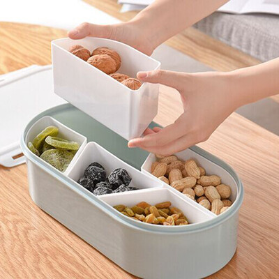 

Toponeto Creative Box Compartment With Lid Snack Box Plastic Box Fruit Plate