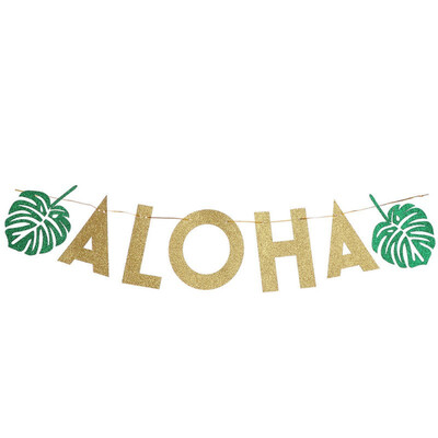 

FUNNYBUNNY Glitter aloha Hanging Bunting Banner Tropical Theme Hawaiian Party Supplies