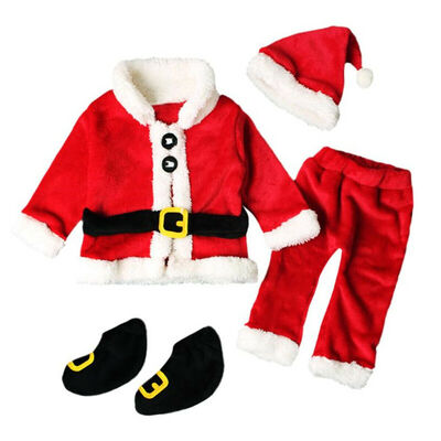 

4PCS Santa Claus Costume Kids Baby Suit Christmas Party Outfit Fancy Xmas Dress