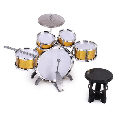 

Children Kids Drum Set Musical Instrument Toy 5 Drums with Small Cymbal Stool Drum Sticks for Boys Girls
