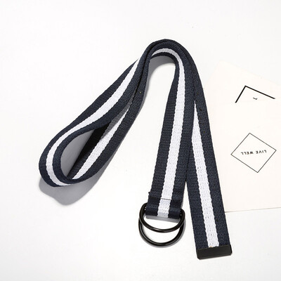 

Fashion Unisex Candy colors belt trend weaving canvas Alloy double ring buckle Men belt casual simple cowboy decoration belt