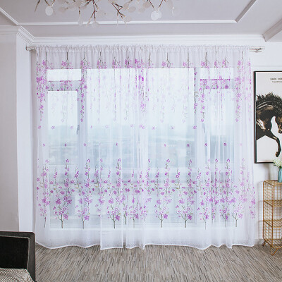 

Gobestart Trees Sheer Curtain Tulle Window Treatment Voile Drape Valance Fabric