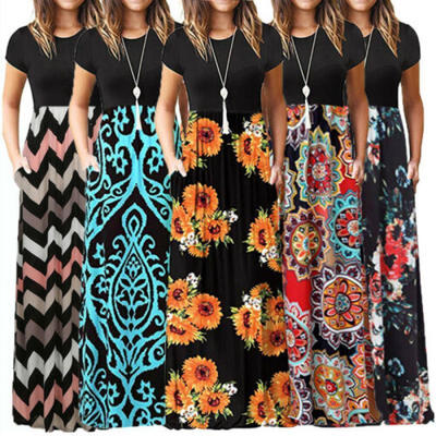 

Fashion Womens Floral Long Maxi Dress Split Cocktail Party Beach Sundress