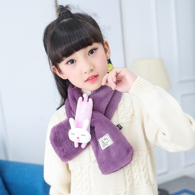

Korean version of autumn&winter boys&girls baby warm solid color scarf thickening imitation rabbit hair cartoon wild scarf wholesale