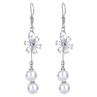 

Small fresh flower earrings long earrings pearl earrings red earrings crystal earrings small flower ear hook fashion ear hook