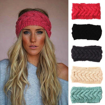 

Womens Ear Warmer Twist Knit Soft Braided Crochet Headband Winter Knit Head Wrap