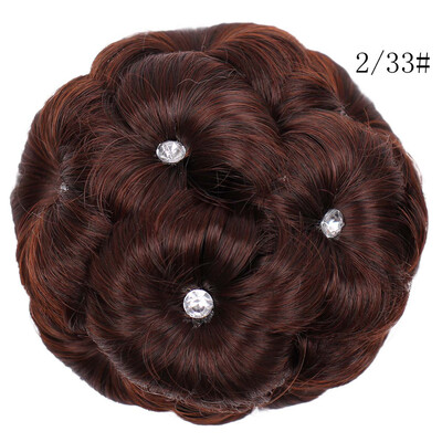 

〖Follure〗Female Wig Hair Ring Curly Bride Makeup Diamond Bun Flowers Chignon Hairpiece