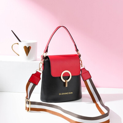 

Summer handbag ladys new fashion Korean version of Baitao ins collision color single shoulder inclined water bucket bag