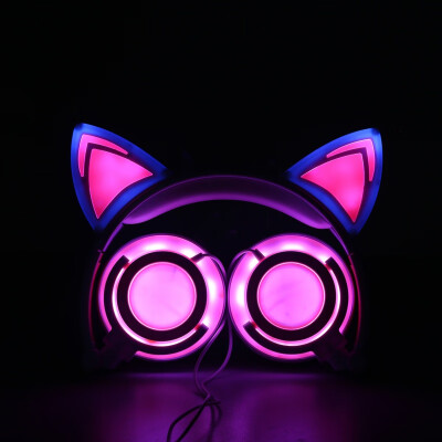 

Foldable Flashing Glowing Cat Ear Headphones Cute Gaming Headset Earphone with LED light For PC Laptop Computer Smartphone