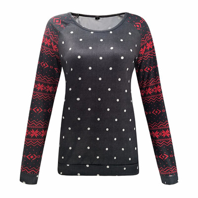 

Womens Long Sleeve Pullover Shirts Casual Christmas Print SLim Fit Autumn Tops