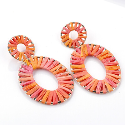 

Flashbuy Handmade Rattan Boho Style Drop Dangle Earrings For Women Vintage Geometry Rafite Earring Wholesale Earrings Jewelry