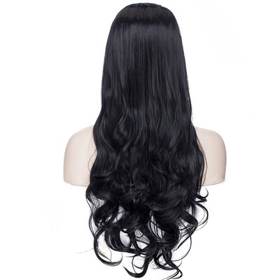 

U Shape Part Half Head Wig Clip In Hair Extension Full Head One Piece Invisible 7 clips With Wig Net Synthetic Straight Curly