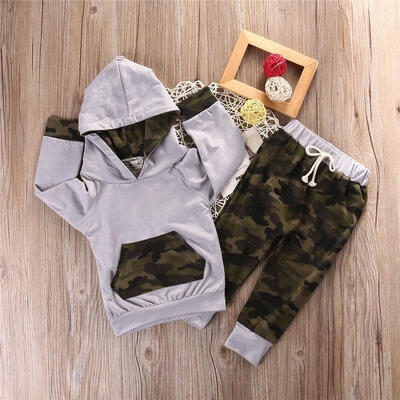 

2PCS Set Newborn Infant Baby Boy Girls Clothes Hooded T-shirt TopsPants Outfits 0-24M