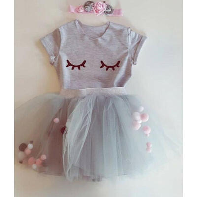 

Toddler Kids Baby Girls Clothes TopsTutu Skirt Dress 2pcs Outfits Set