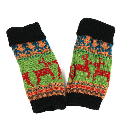 

New Fashion Women Winter Warm Knitted Crochet Gloves Christmas Deer Pattern Long Fingerless Arm Warmers Gloves