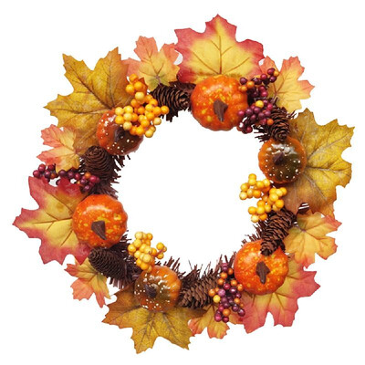 

Artificial Wreath Garland Natural Halloween Pumpkins Shape Artificial Plants Wall Fence Realistic Fake Hanging Wreath Autumn Fall