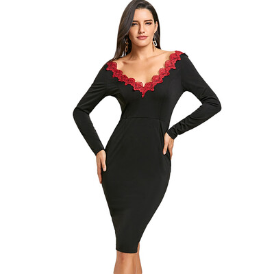 

Lace Trimmed Backless Bodycon Club Dress