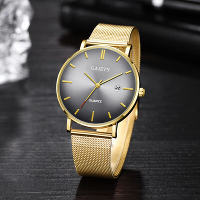 

Gobestart Fashion Casual Calendar Simple Single Business Net With Strap Mens Watch