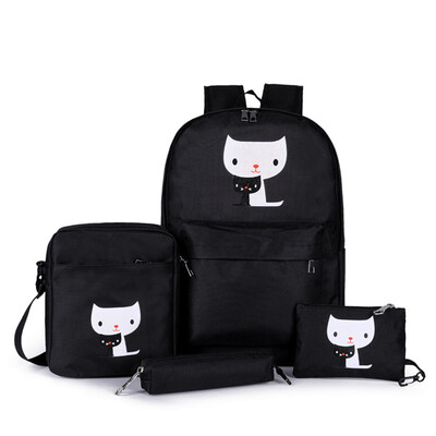 

Tailored 4Pcs Women Students Nylon School BackpackCrossbody BagClutch BagPen Bag
