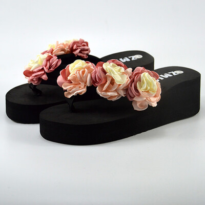 

Rose Women Muffin Wedge Slippers Sandals Home Bathroom Beach Flip Flops Shoes